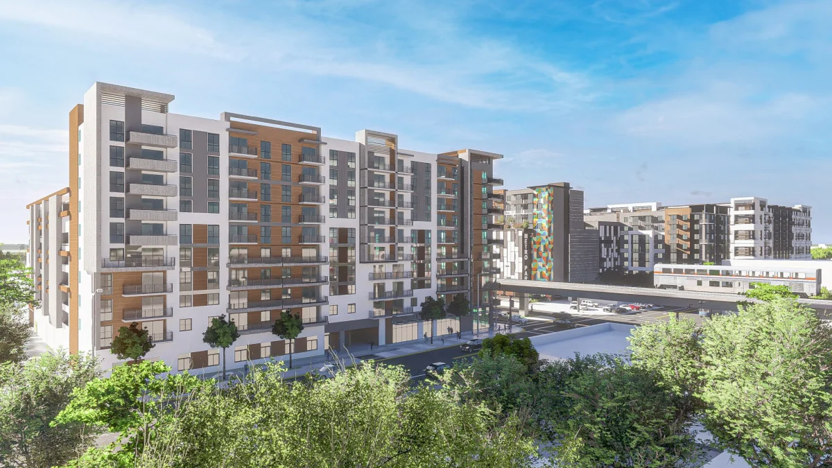 Proposed apartment complex at Metro Parc South, depicted in an artist's rendering.